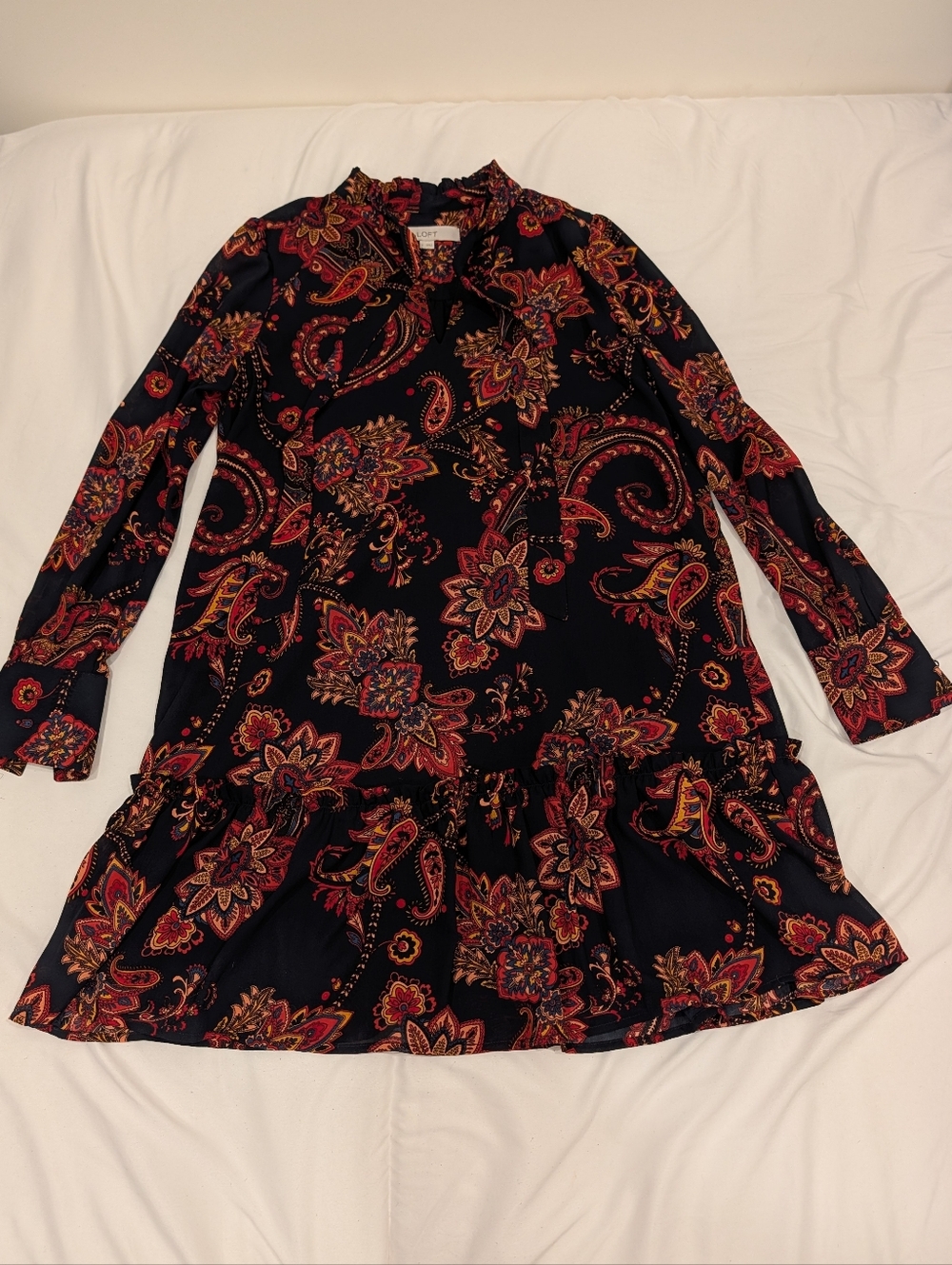 Loft Paisley Long Sleeve Dress Size S